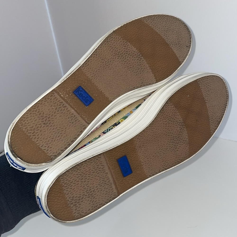 Keds X Rifle Paper Co. Triple Kick Mule in Off White Raffia Woven Floral Trim - Picture 5 of 7